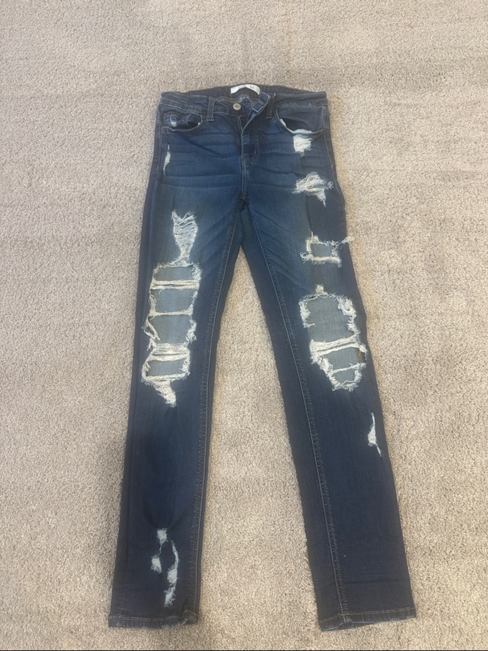 Women's Dark Blue Distressed Skinny Jeans